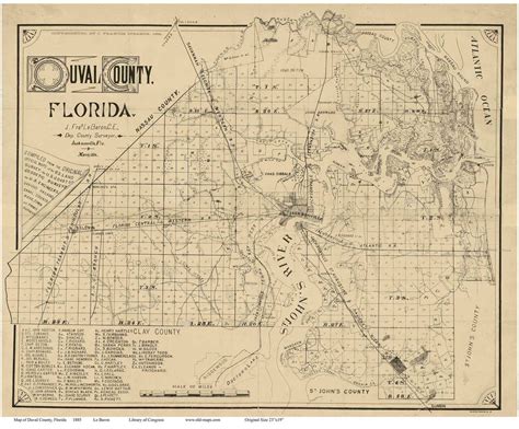 Duval County Florida 1885 Old Map Reprint Old Maps