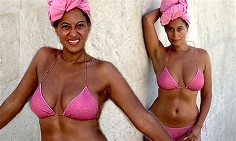 Tracee Ellis Ross Flaunts Her Curvy Figure In Hot Pink Bikini As She