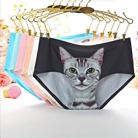 New Sexy Panties Seamless 3D Cats Print Underwear Women Briefs Female
