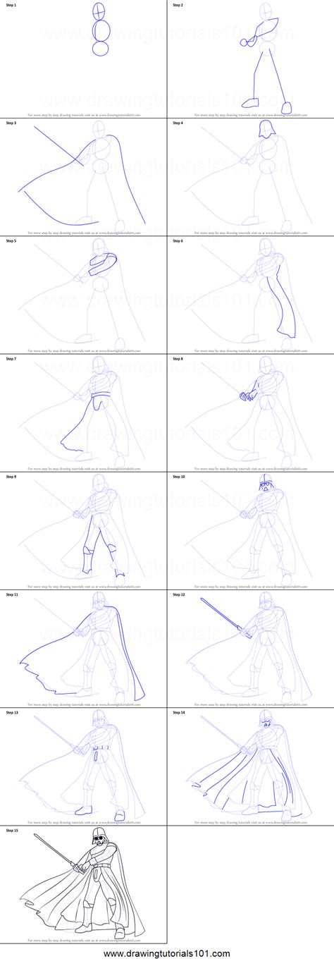 Draw two long, curved lines across the entire figure, forming a loose m shape. How to Draw Darth Vader from Star Wars printable step by ...