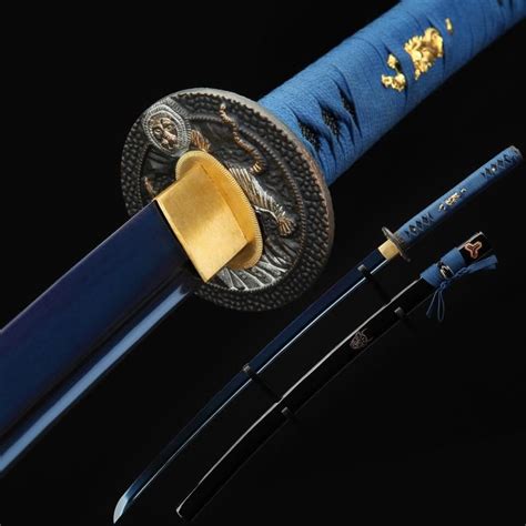 Blue Katana Full Tang Blue Printed Blade Katana Japanese Etsy In 2021