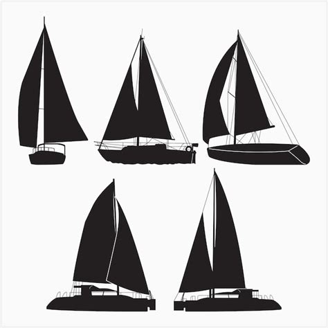 Premium Vector Simple Sail Boat Vector Silhouette Set