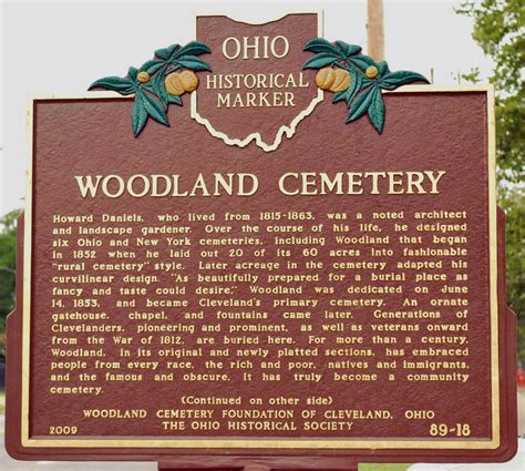 Ohio Historical Marker Woodland Cemetery Foundation