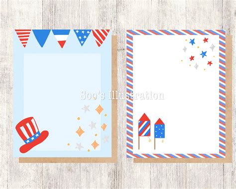 4th Of July Paper 4th Of July Letterhead Printable Stationery