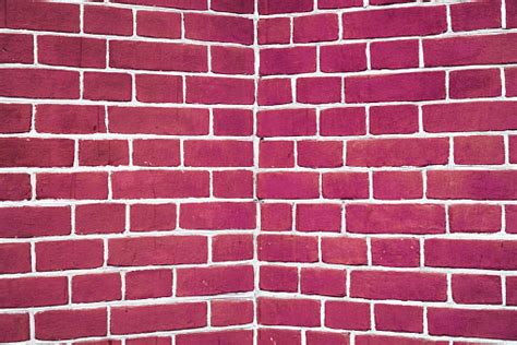 Modern Pink Brick Wall In Perspective Angle Is In Center Symmetric And