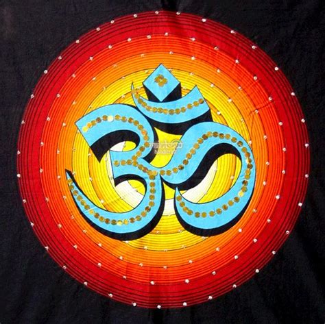Hindu Holy Om Aum Ohm Sanskrit Slogan Gayatri Mantra Sequin Batik