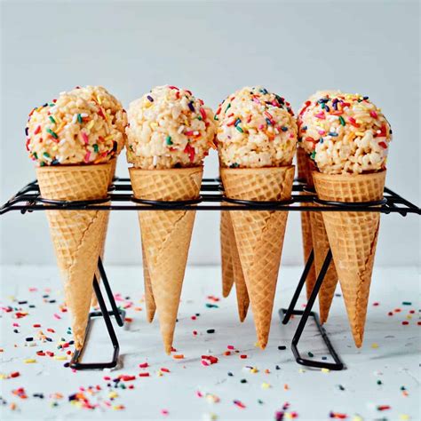 Rice Krispie Sprinkle Ice Cream Cones Cute Summer Treat