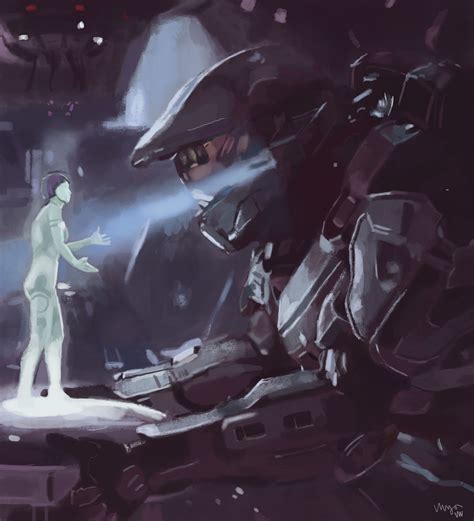 Here Is My Master Chief And Cortana Painting I Finished Rhalo