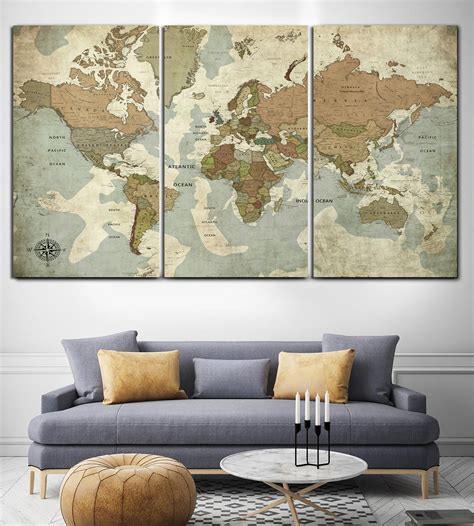 Extra Large Wall Art World Map Exclusive World Map Canvas Etsy Canada