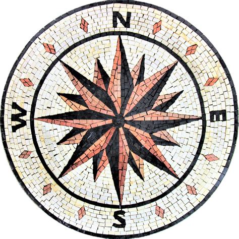 Compass Rose Nautical Marble Mosaic Medallion Flooring Tiles Etsy