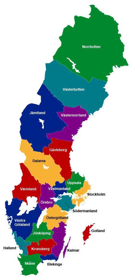 Sverigekarta Landskap Och Städer Karta Över Sveriges Landskap Och Städer