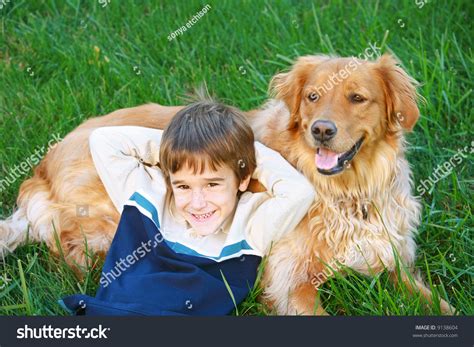 Boy And Golden Retriever Stock Photo 9138604 Shutterstock