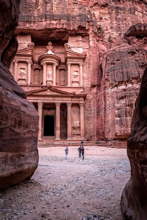 Al Khazneh Petra Jordan The View From The Valley Siq Stock Image