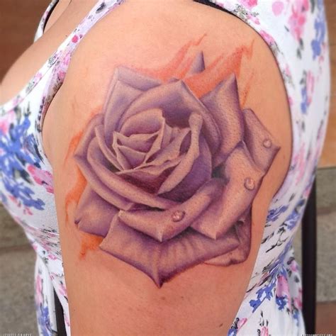 Maybe you would like to learn more about one of these? Memorial Purple Rose Tattoo On Shoulder By Julian ...
