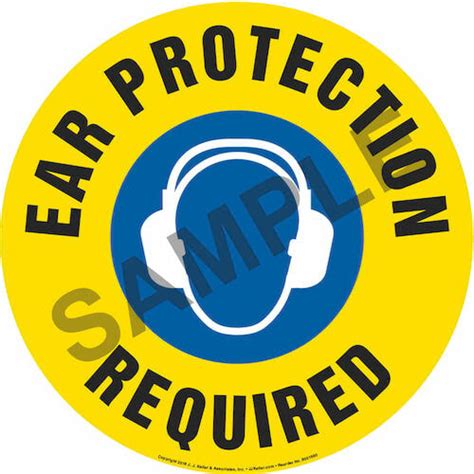 Ear Protection Required Sign With Icon Round