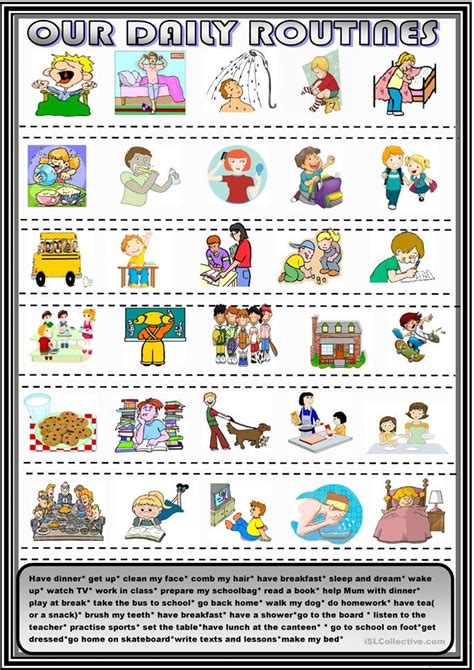 Daily Routines New Matching Activity English Esl Worksheets For