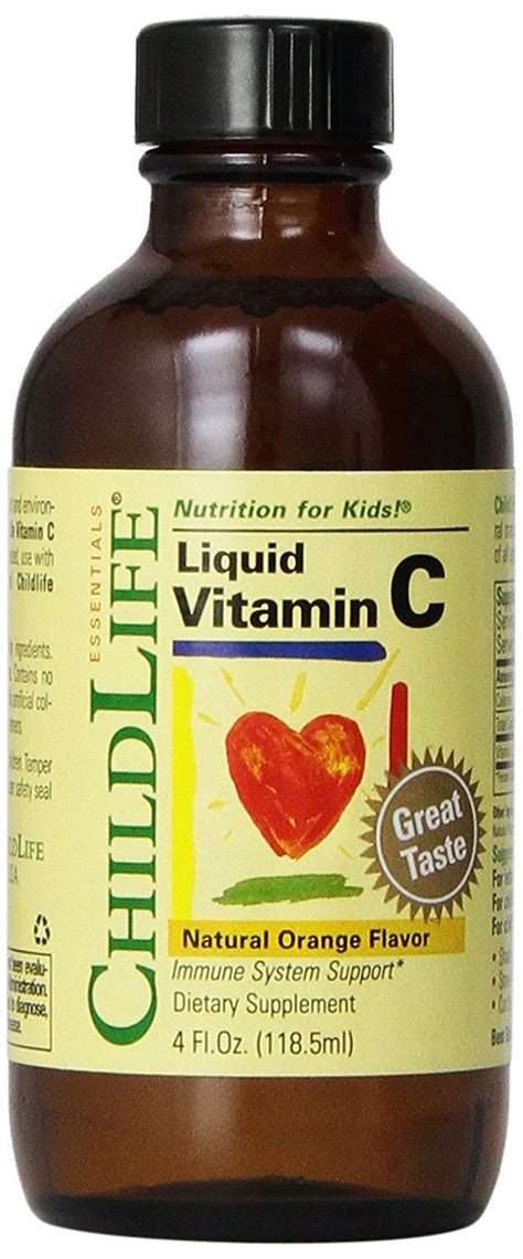 Child Life Liquid Vitamin C Orange Flavor Glass Bottle 4 Fl Oz