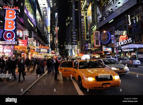 42nd Street Times Square At Night Midtown Manhattan New York City
