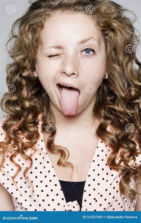 Young Girl Showing Tongue Stock Image Image Of Lady 31227269