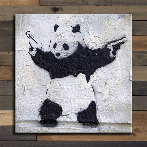 Banksy Panda With Guns New Hd Print On Canvas Etsy