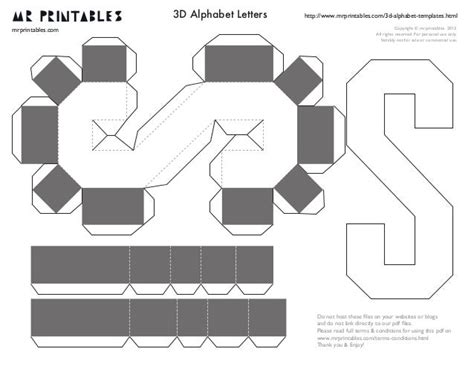 3d Alphabet Template Cut Out Printable 3d Letters Template Printable