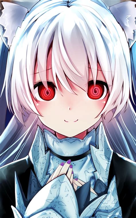 Download 1600x2560 Anime Girl Red Eyes White Hair