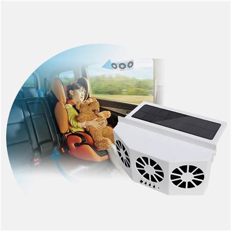 Solar Powered Car Window Air Vent Ventilator With Three Headed Fan