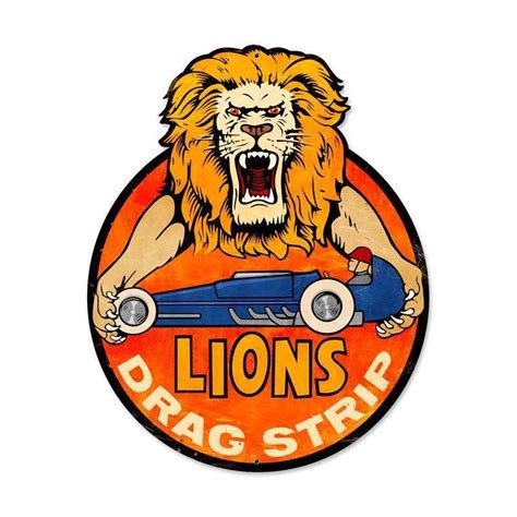 Retro Lions Drag Strip Tin Sign 20 X 24 Inches 5897
