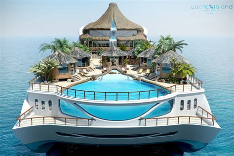 Concept Tropical Island Paradise Superyacht Has A Volcano On It