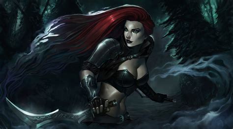 wallpaper anime space league of legends black hair katarina league of legends demon