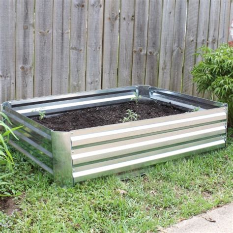 Sunnydaze Galvanized Steel Rectangle Raised Garden Bed 47 In Silver