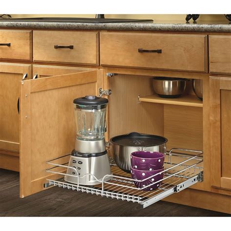 Rev A Shelf 205 In W X 7 In 1 Tier Pull Out Metal Basket At