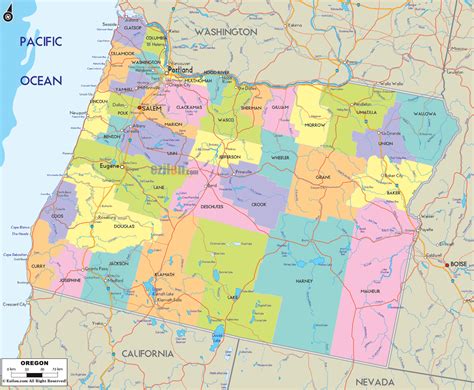 Map Of Oregon State Usa Ezilon Maps