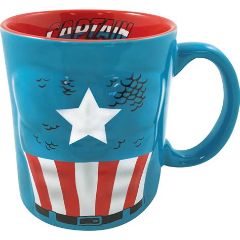 marvel comics captain america chest with scripted red interior molded 20 ounce ceramic mug blue