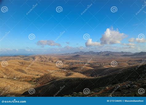 Arid Panoramic View Of Desert Hills With Blue Sky Stock Image Image