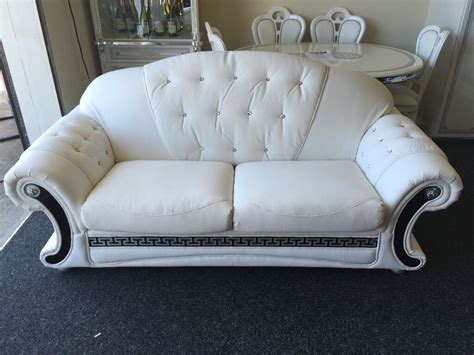 Visit our stores in sydney or call us on 02 9690 6533. VERSACE SOFA 3 STR + 2 STR SOFA SET WHITE LEATHER WITH ...