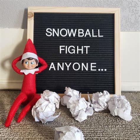 Elf On The Shelf Ideas Snowball Fight