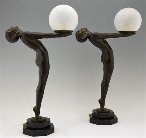 Art Deco Style Lamp Clarté Standing Nude Sculpture Max Le Verrier For Sale At 1stdibs