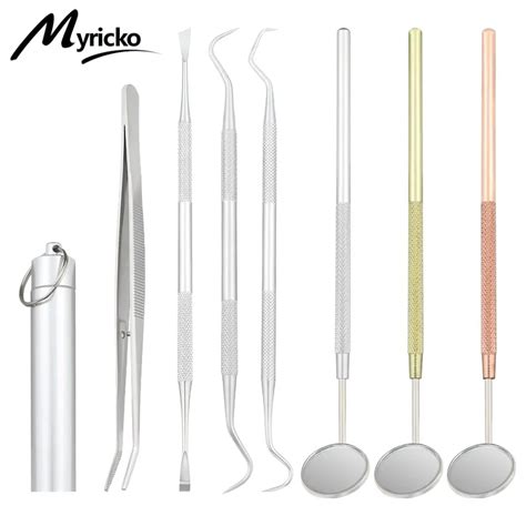 8pcs Dental Instrument Kit Dentist Tooth Cleaning Tools Mouth Mirror Probe Hook Pick Tweezer Set