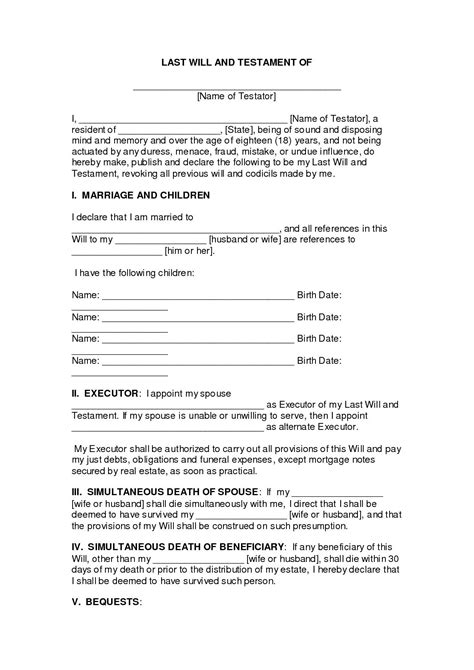 25 beautiful free printable will template in 2020