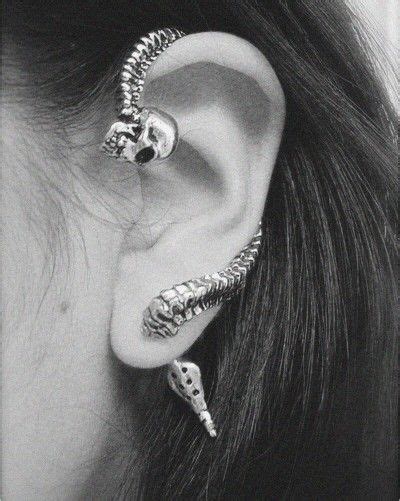 Skull And Spine Cuff Earring Piercing Jewelry Piercings Earrings
