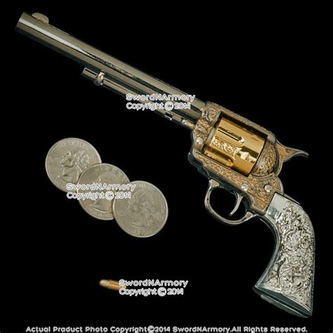 7 Miniature Western Cowboy 45 M1873 Revolver Pistol Replica Gun With Case