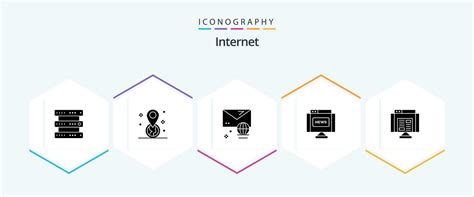 Internet Glyph Icon Pack Including Browser News Account Journal