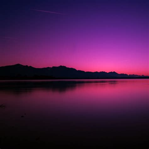 Pink Purple Sunset Near Lake Full Hd Wallpaper