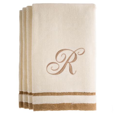 Set Of 4 Monogrammed Towels Initial R Creative Scents