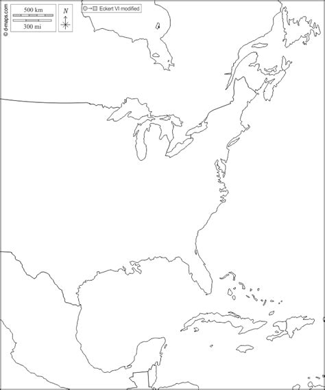 East Coast Of North America Free Map Free Blank Map Free Outline Map