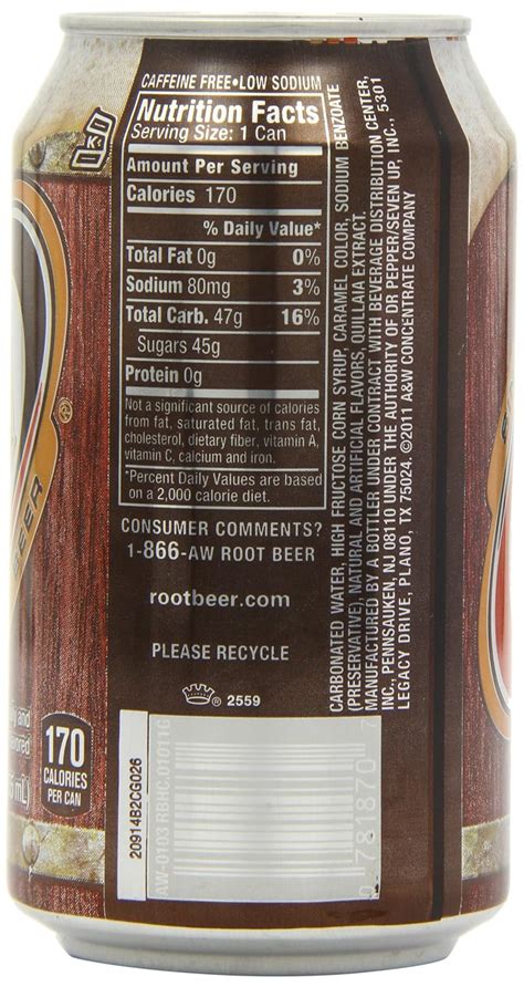 Aw Root Beer Nutrition Facts 12 Oz Nutrition Pics