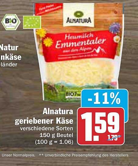 Alnatura Geriebener Käse Angebot bei AEZ