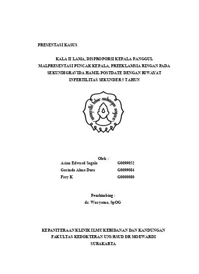 Kala Ii Lama Disproporsi Kepala Panggul