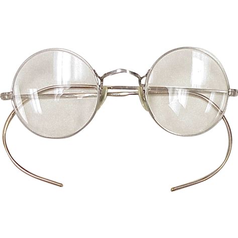 Cool Vintage Round Eyeglasses Spectacles Silver Tone Metal Circa A